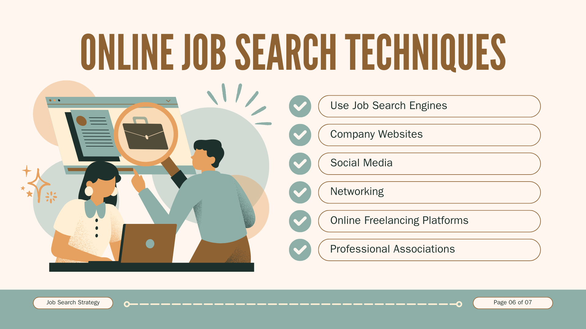 Tosca and Brown Minimalist Illustrated Job Search Strategy Presentation