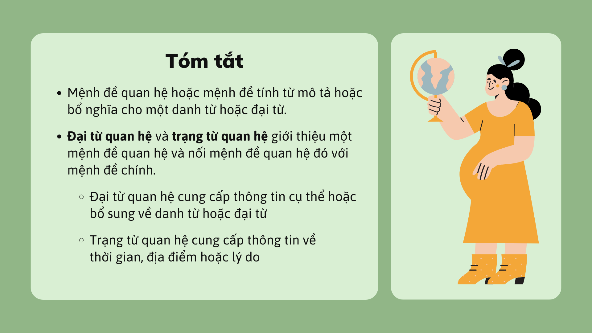 Bài thuyết trình Giáo dục Đại từ quan hệ và Trạng từ quan hệ Xanh lá Vàng Phong cách Đồ họa phẳng Bán hiện thực