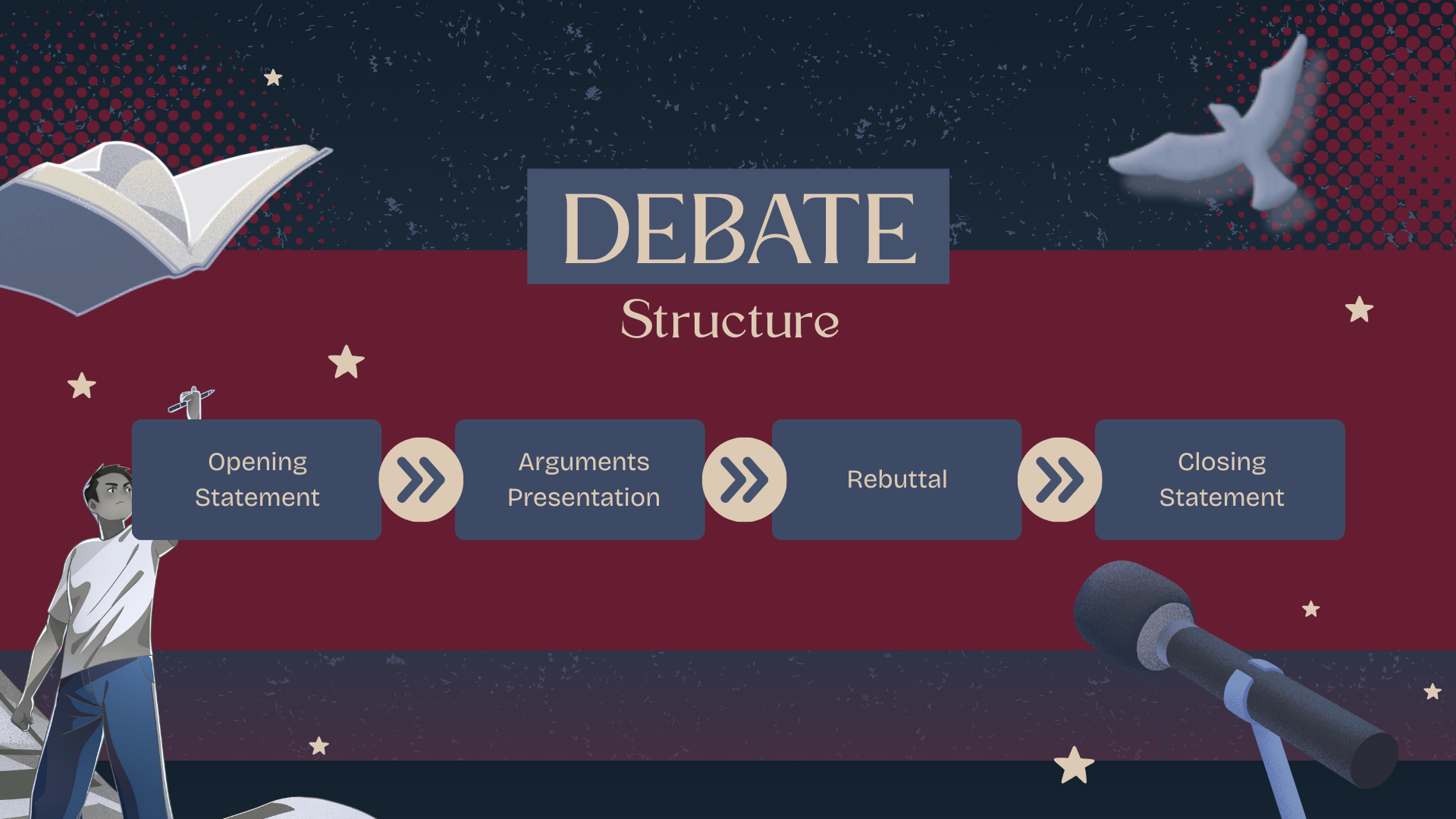 Blue and Red Illustrated Debates Presentation