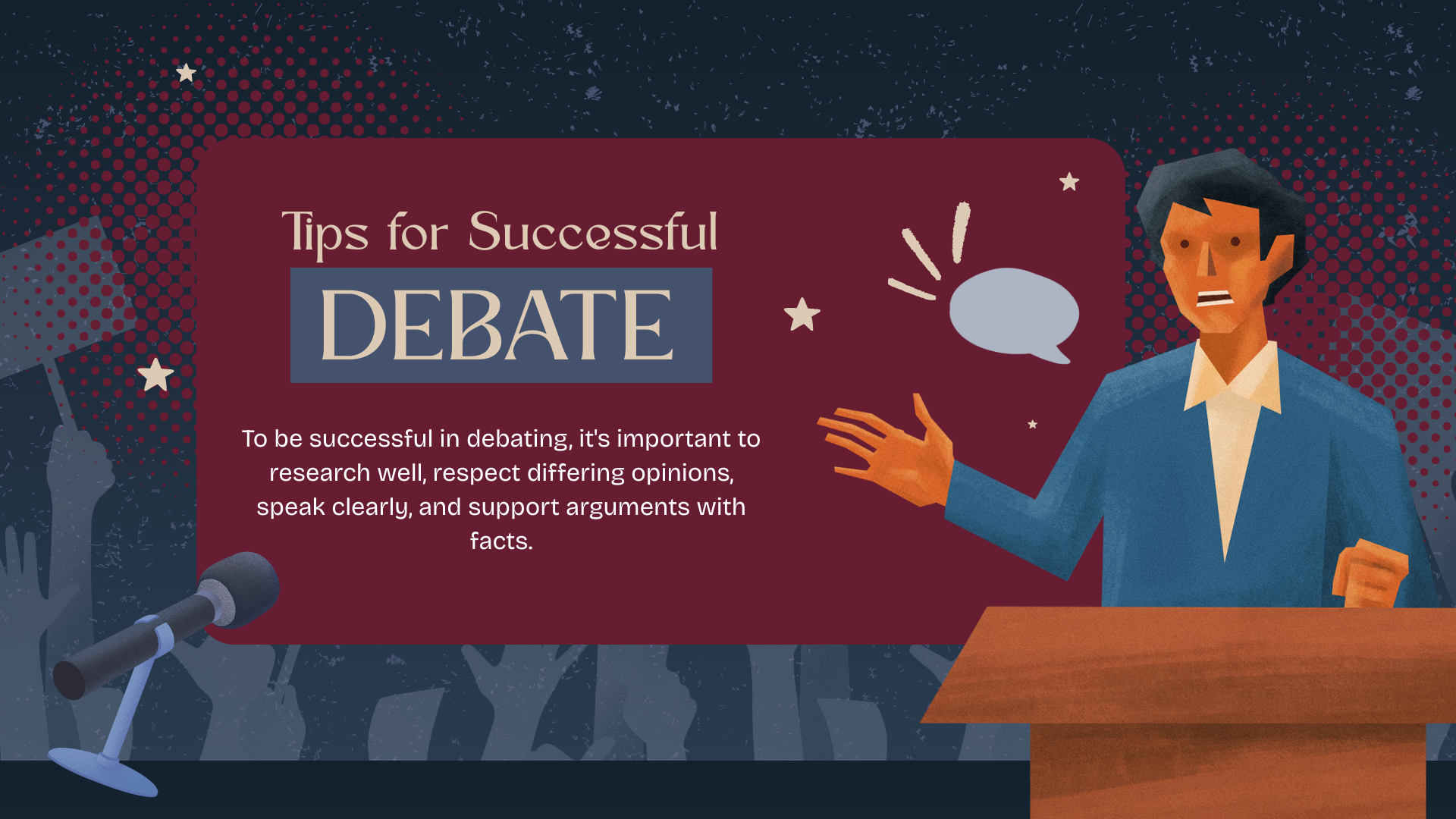 Blue and Red Illustrated Debates Presentation