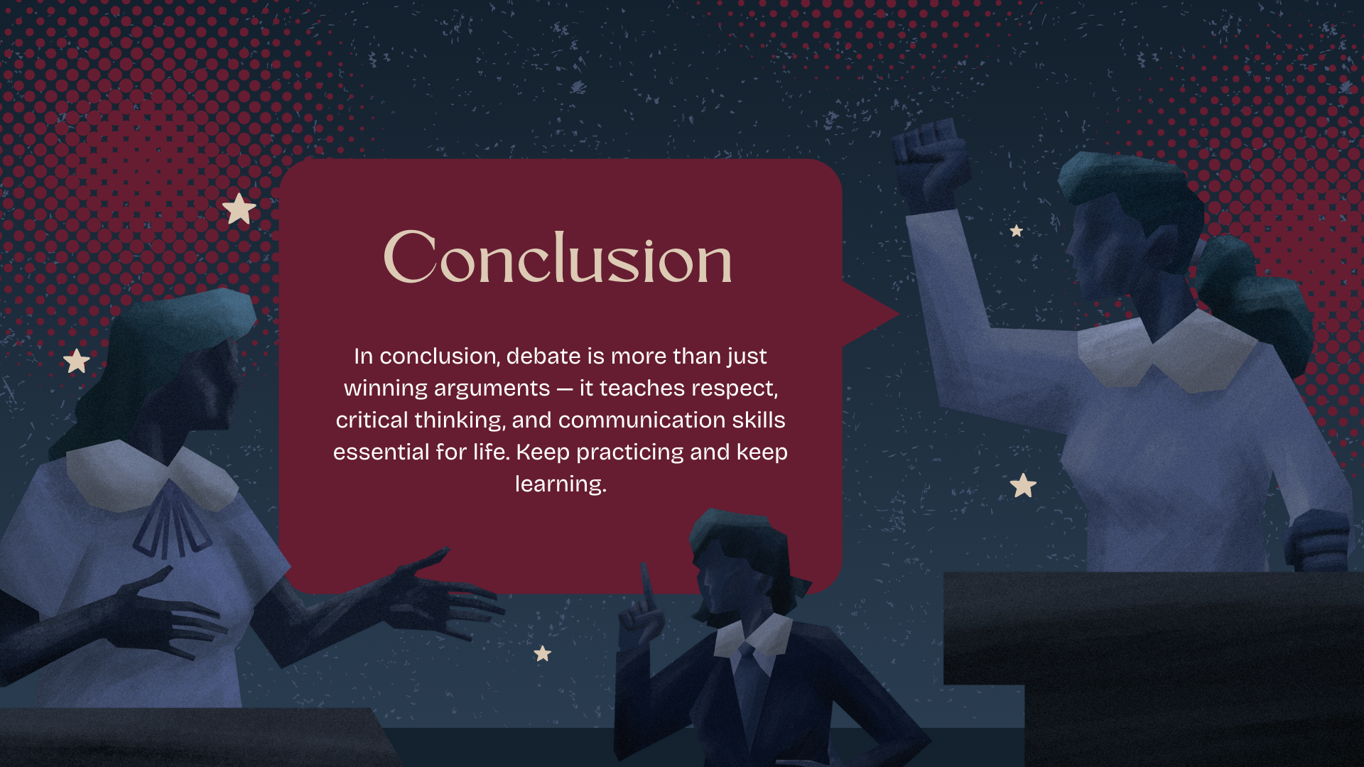 Blue and Red Illustrated Debates Presentation