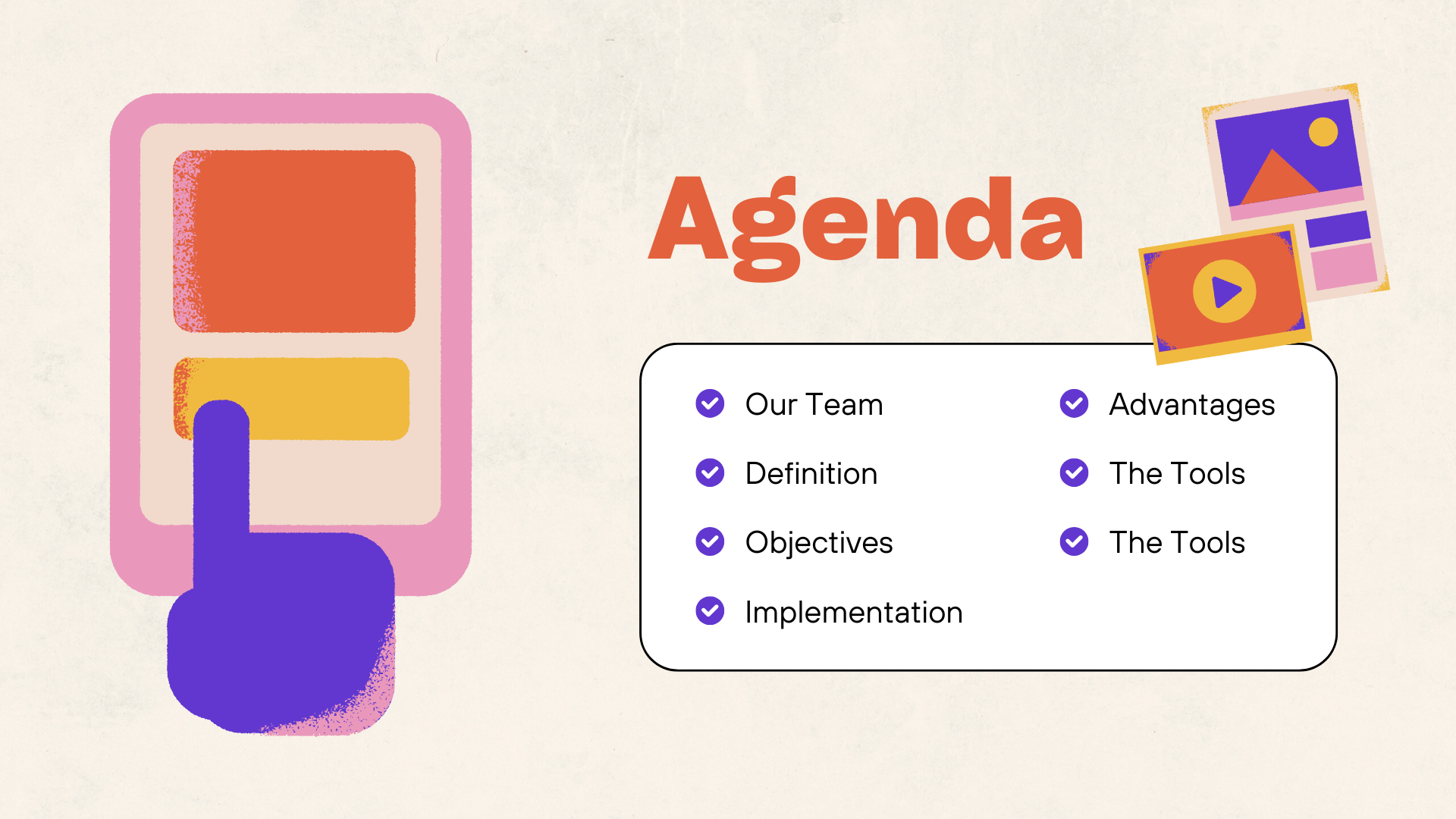 Cream Colorful Illustration Social Media Optimization Presentation