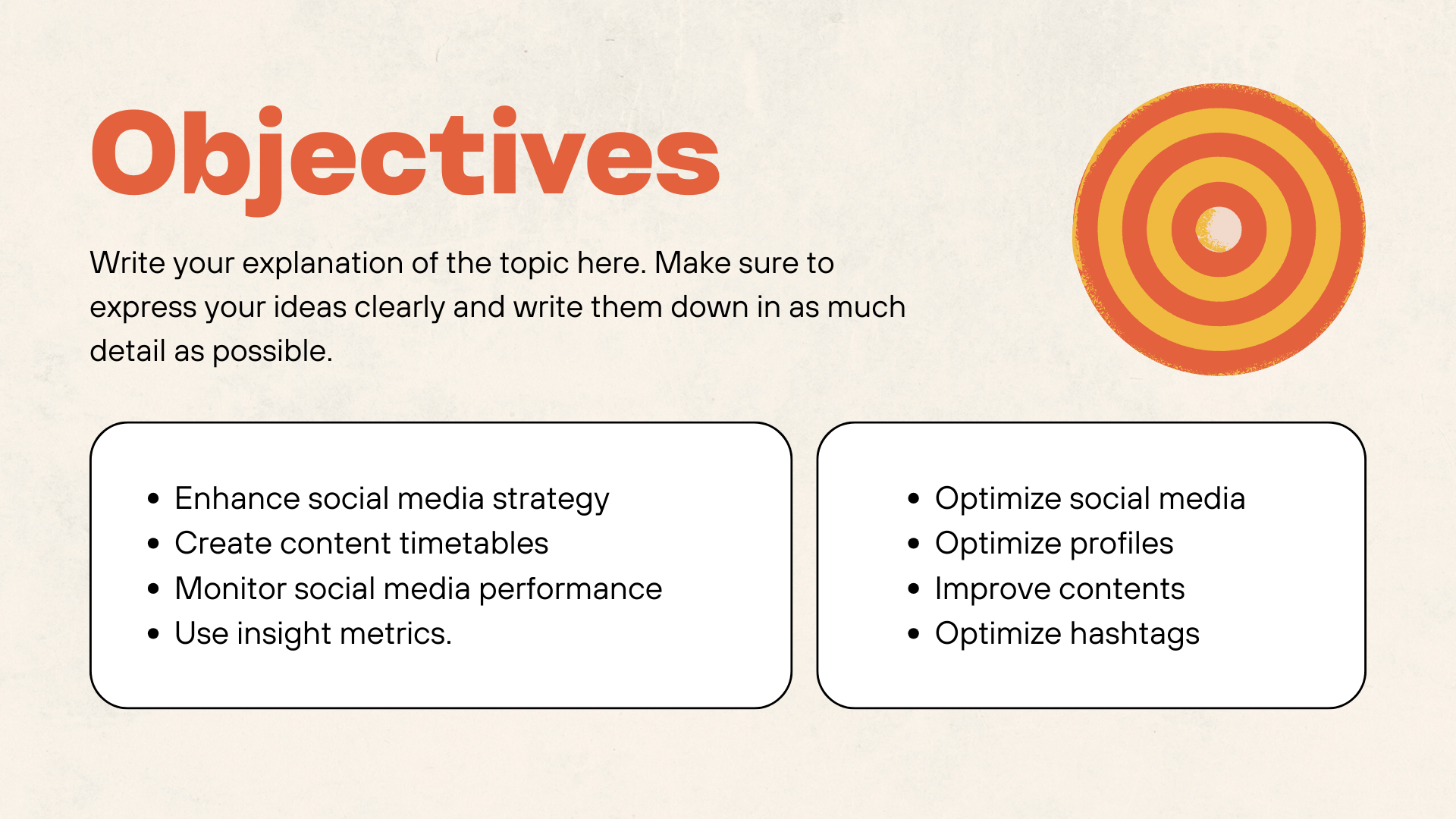 Cream Colorful Illustration Social Media Optimization Presentation