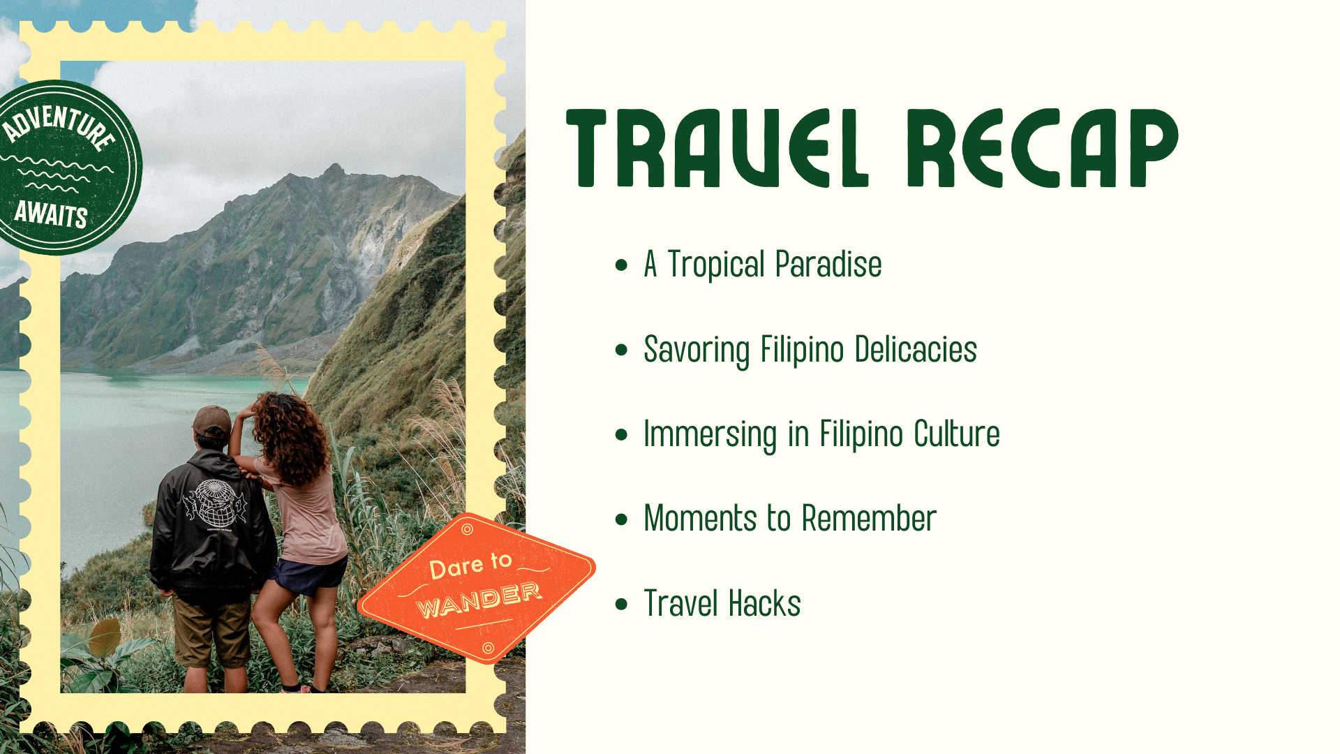 Green and Orange Playful Vintage  Philippines Travel Presentation