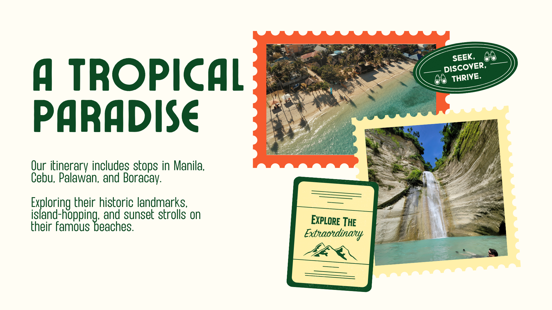 Green and Orange Playful Vintage  Philippines Travel Presentation