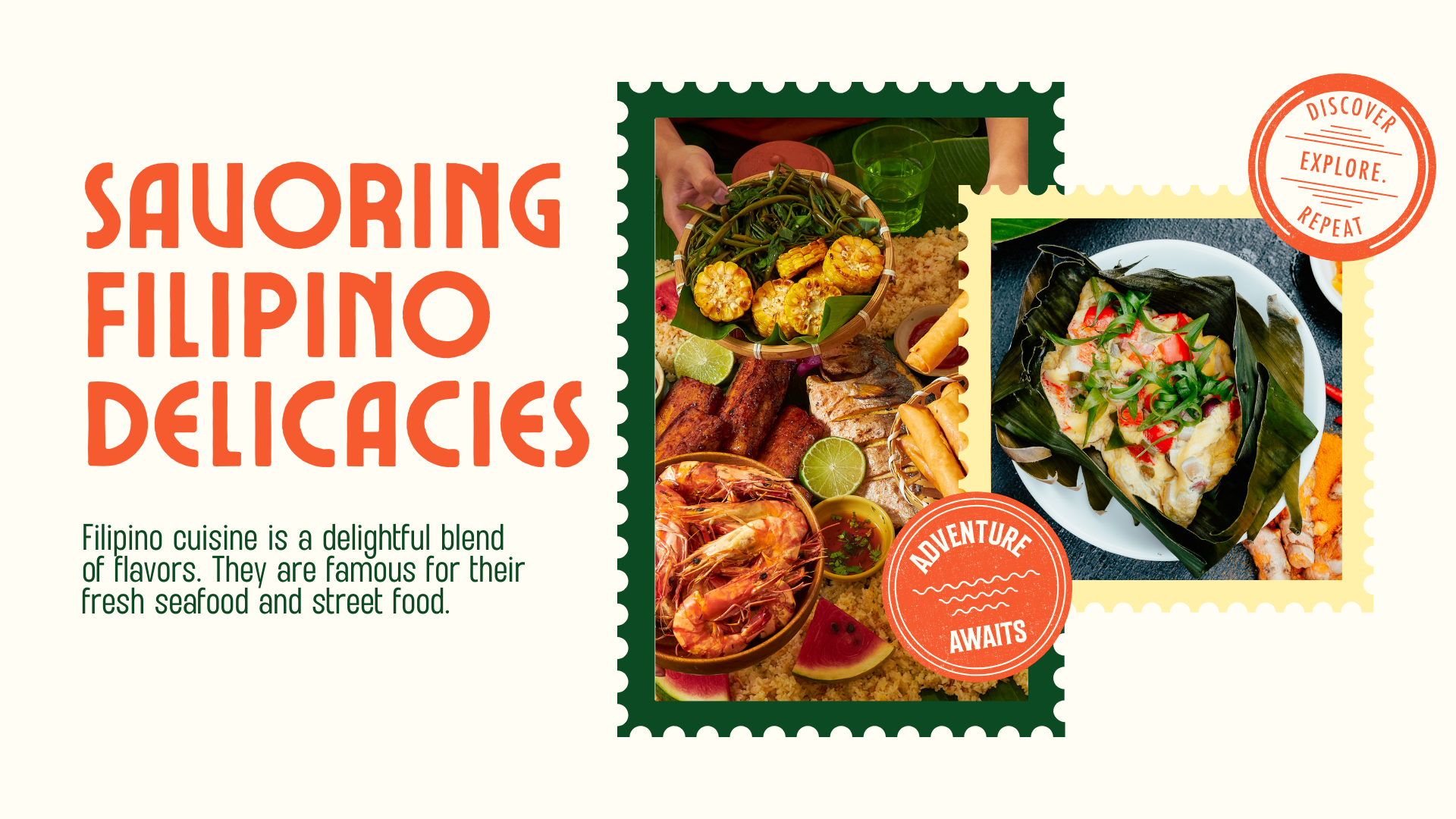 Green and Orange Playful Vintage  Philippines Travel Presentation