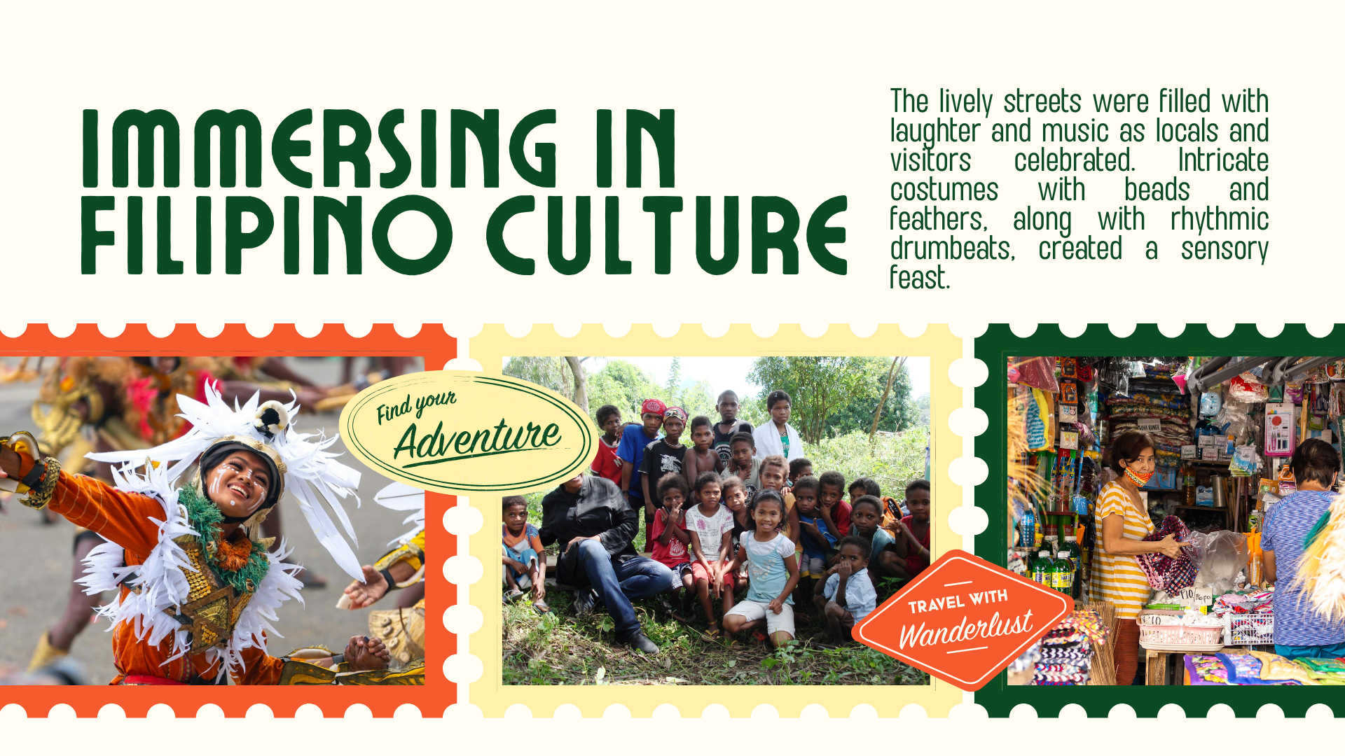 Green and Orange Playful Vintage  Philippines Travel Presentation