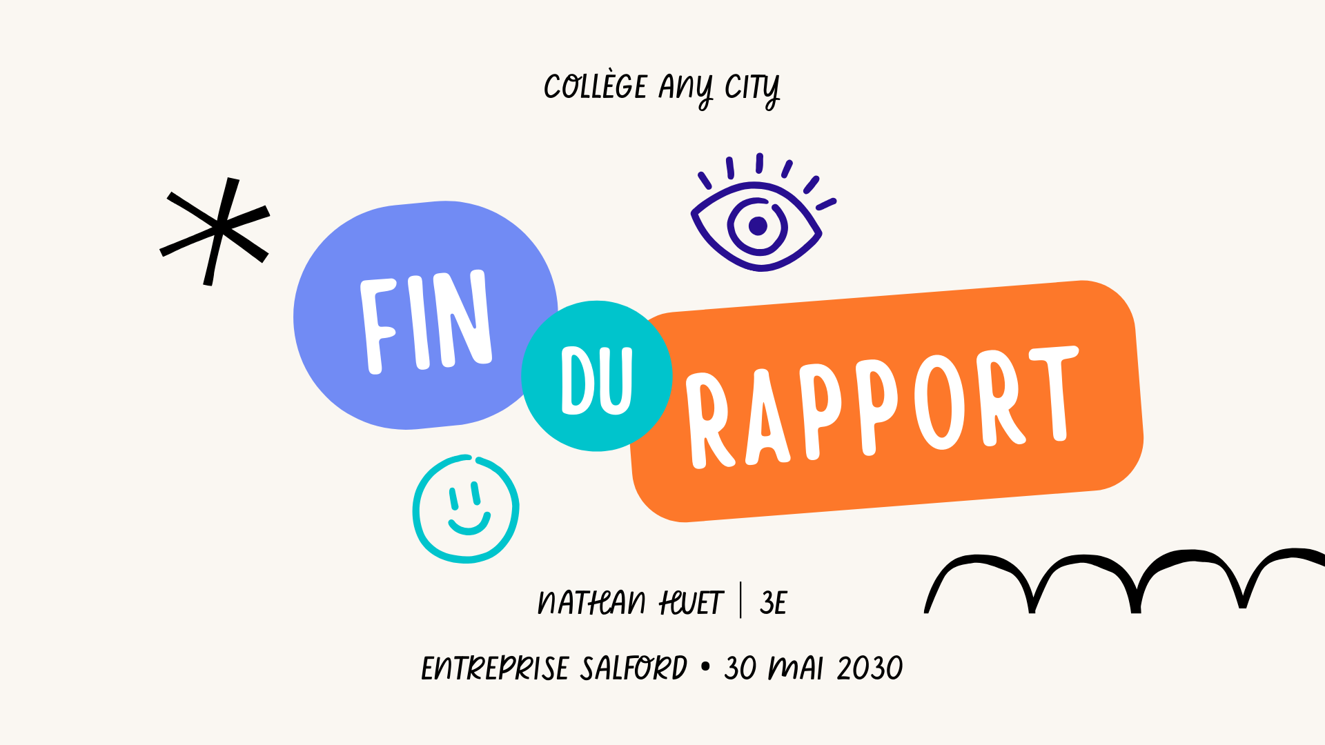 Rapport de Stage Collège Brevet Présentation Beige Coloré Moderne Illustré