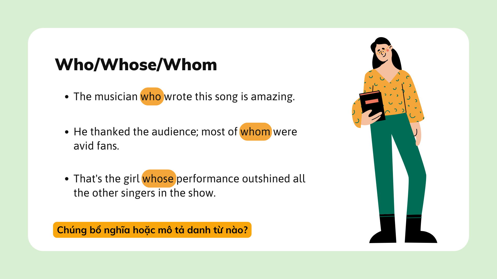 Bài thuyết trình Giáo dục Đại từ quan hệ và Trạng từ quan hệ Xanh lá Vàng Phong cách Đồ họa phẳng Bán hiện thực